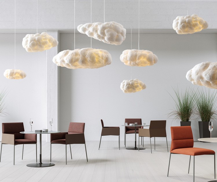 Modern Creative Floating Clouds Chandeliers Warm Romantic Living Room Bedroom Study Bar Restaurant Cotton Clouds Light Fixtures