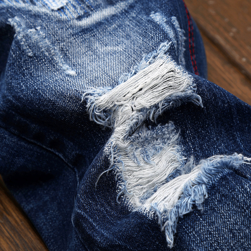 Puimentiua 2018 Fashion Men Ripped Jeans Spring Men Patchwork Hollow Out Printed Beggar Cropped Pants Man Cowboys Casual Pants1