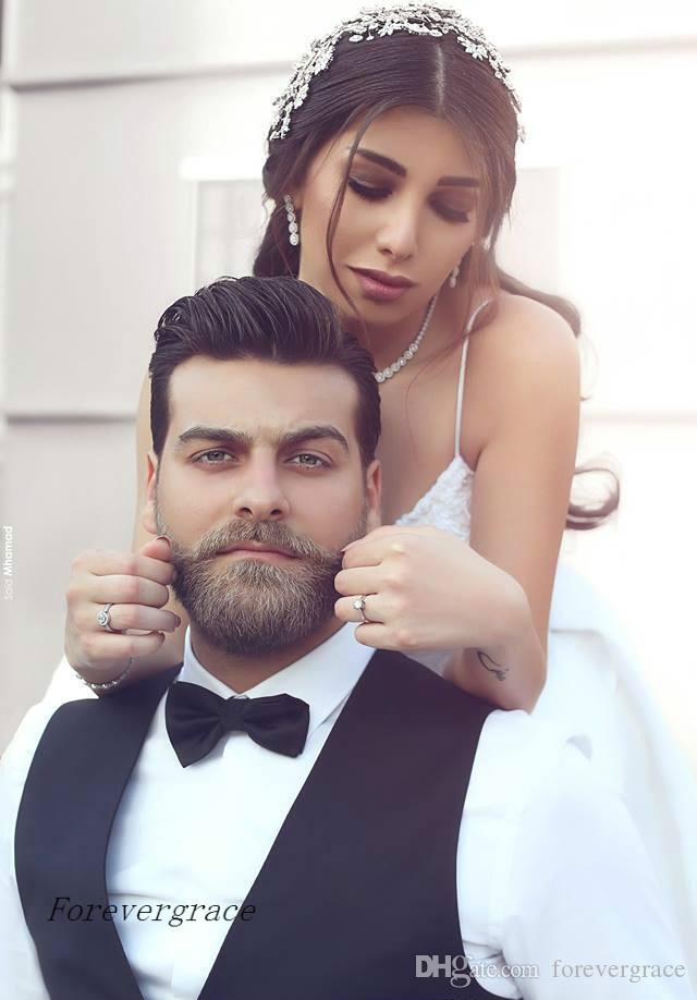 2019 Cheap Said Mhamad A Line Wedding Dress Romantic Spaghetti Straps Tea Length Backless Summer Reception Bridal Gown Custom Made Plus Size