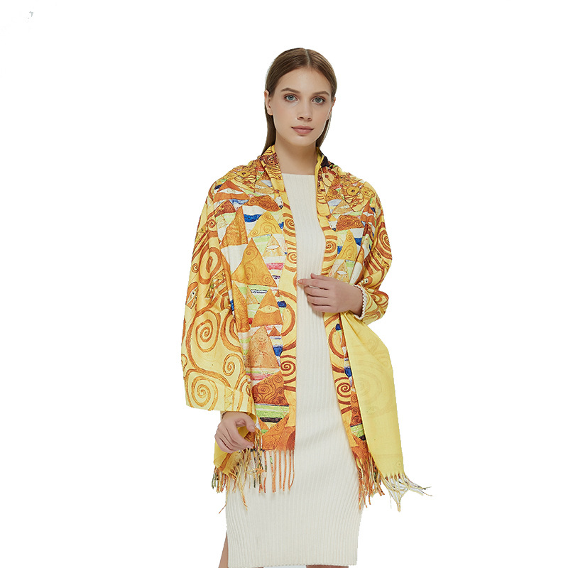 Wholesale-r scarf Egyptian queen yellow tassel ladies fashion shawl