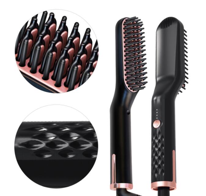 Beard Straightener Hair Straightener Brush Anti Static Ceramic Heating Detangling Faster Straightening Beard Comb For Men