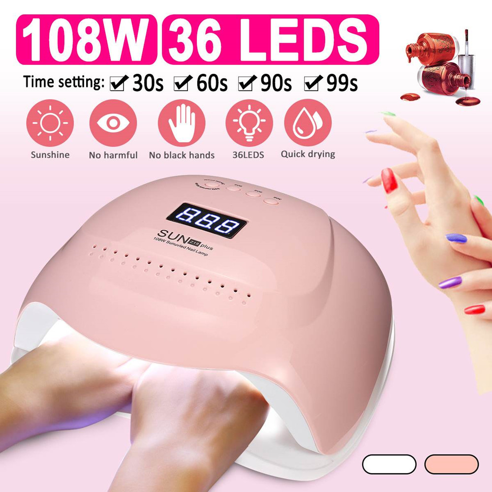 SUN Z19plus 108W UV LED Lamp Nail Dryer Fast Curing Gel 4 Timer LCD Display 36 LEDs Auto Sensor Dual Light Source Manicure Machine, Pink
SUN Z19plus 108W UV LED Lamp Nail Dryer Fast Curing Gel 4 Timer LCD Display 36 LEDs Auto Sensor Dual Light Source Manicure Machine, Pink