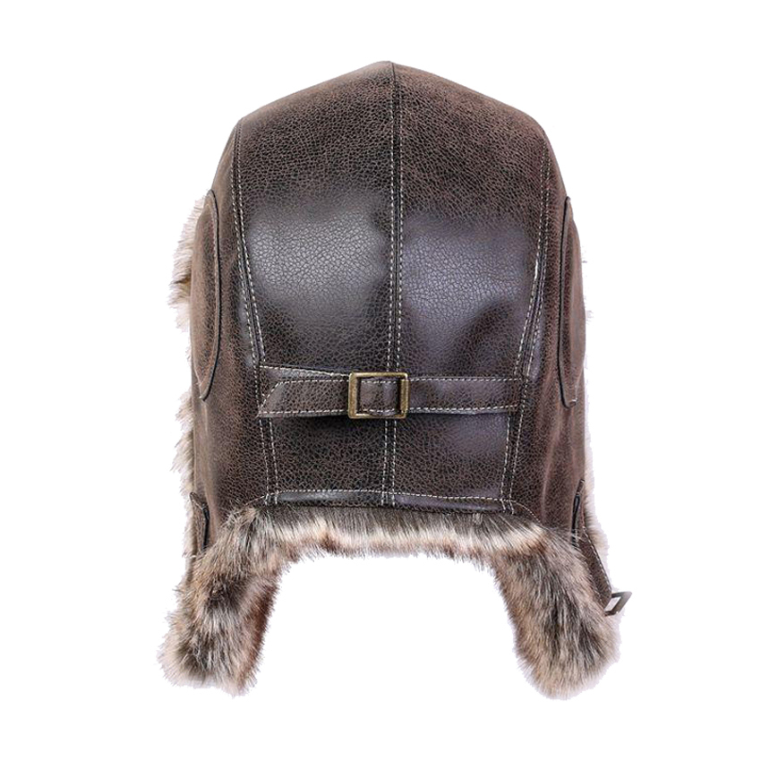 Winter Bomber Hats Plush Earflap Russian Ushanka with Goggles Men Women's Trapper Aviator Pilot Hat Faux Leather Fur Snow Caps D19011503