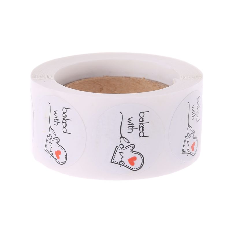 500Pcs Baked With Love Round Kraft Paper Sticker Adhesive Baking Label For Christmas Festival Cake Box Gift N1HA