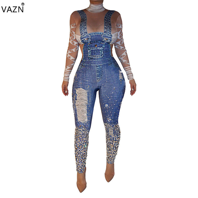 VAZN Autumn New Reduction of age Fashion High Quality Women Casual Jumpsuits Solid Hole Diamonds Lady Skinny Bib Romper ZSC0149, Blue
VAZN Autumn New Reduction of age Fashion High Quality Women Casual Jumpsuits Solid Hole Diamonds Lady Skinny Bib Romper ZSC0149, Blue