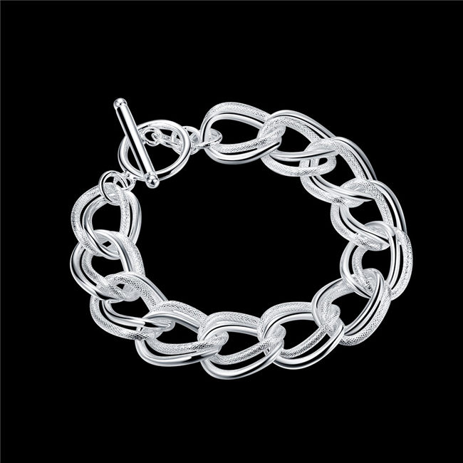 Hot sale 925 silver Flash twisting double circle TO bracelet DFMCH290,fashion 925 sterling silver plated Chain link bracelets high grade
