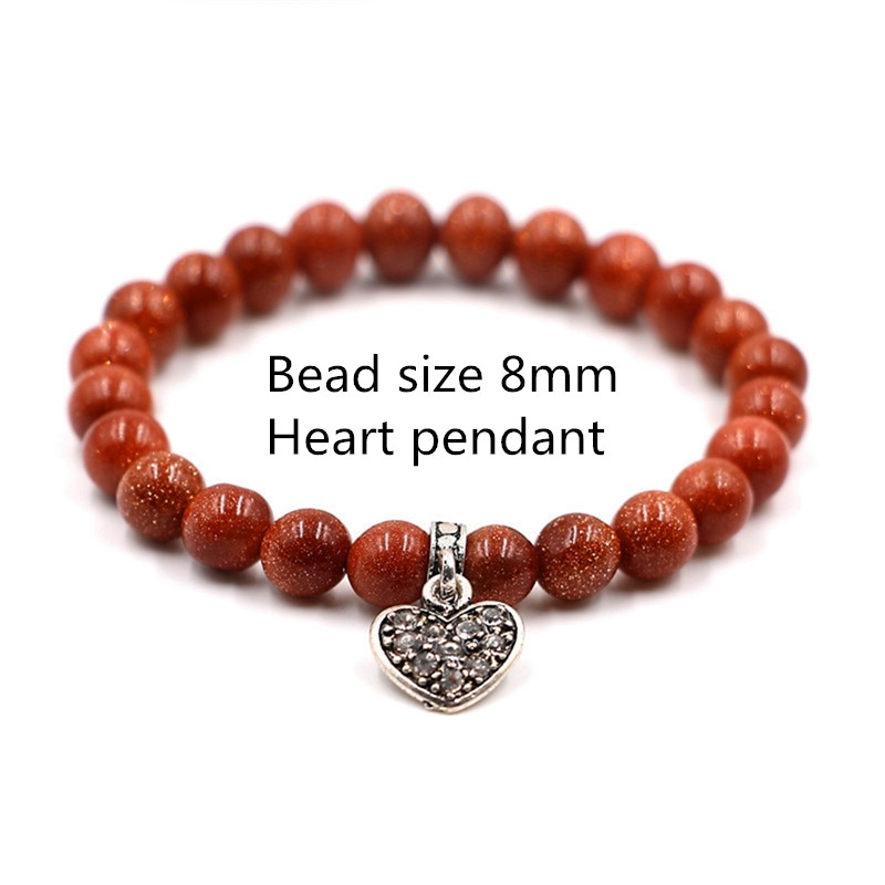 8MM inlaid brick heart pendant bracelet natural lava stone string essential oil aromatherapy unisex healing energy bracelet
