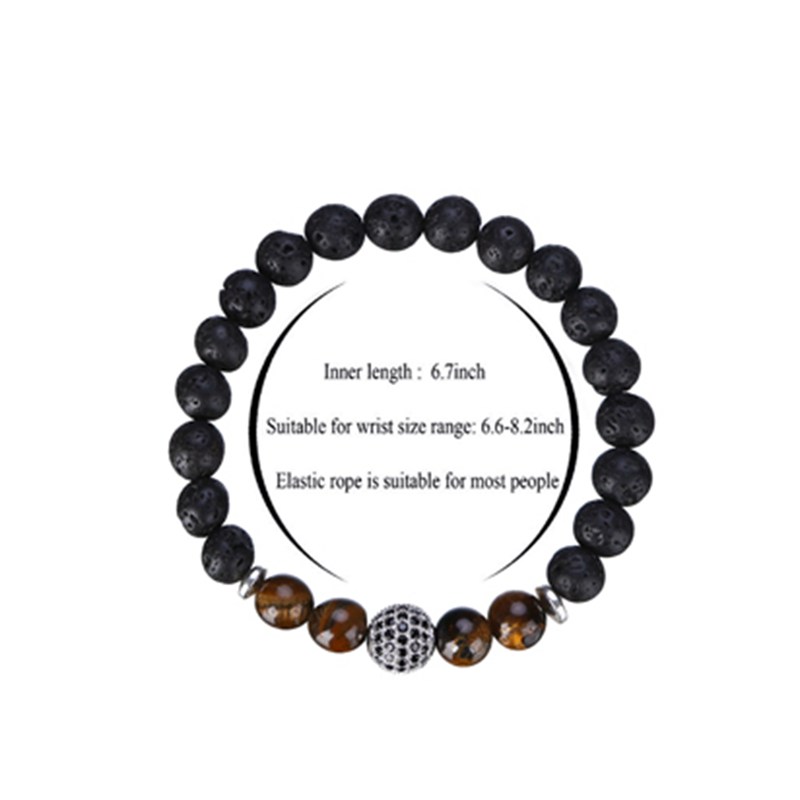 Men's and women's beads bracelet elastic natural stone yoga bracelet bracelet volcanic lava rock round loose beads natural stone rock ball D