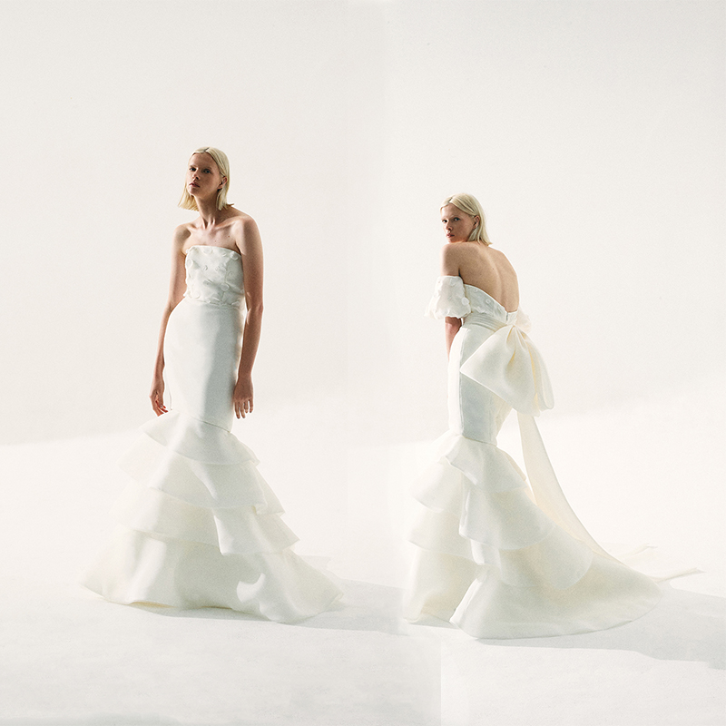 Backless Mermaid Wedding Dresses Strapless Bow Beads Appliques Tiers Satin Wedding Dress Sweep Train Bridal Gown, Coral
Backless Mermaid Wedding Dresses Strapless Bow Beads Appliques Tiers Satin Wedding Dress Sweep Train Bridal Gown, Coral