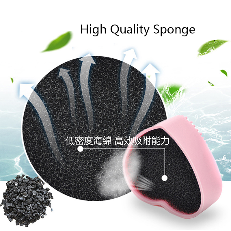 Silicone Makeup Brush Cleaner Dual Use for Dry and Wet Activated Carbon Sponge Cosmetic Beauty Cleaning Mat Heart and Bear Shape