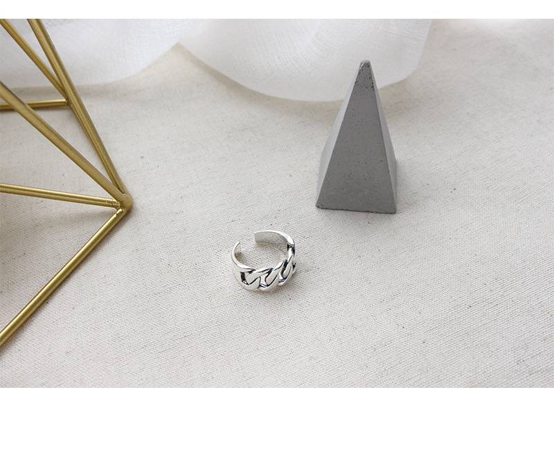 Trending jewelry 925 sterling silver handmade solid antique silver curb link chain classic adjustable ring for men
