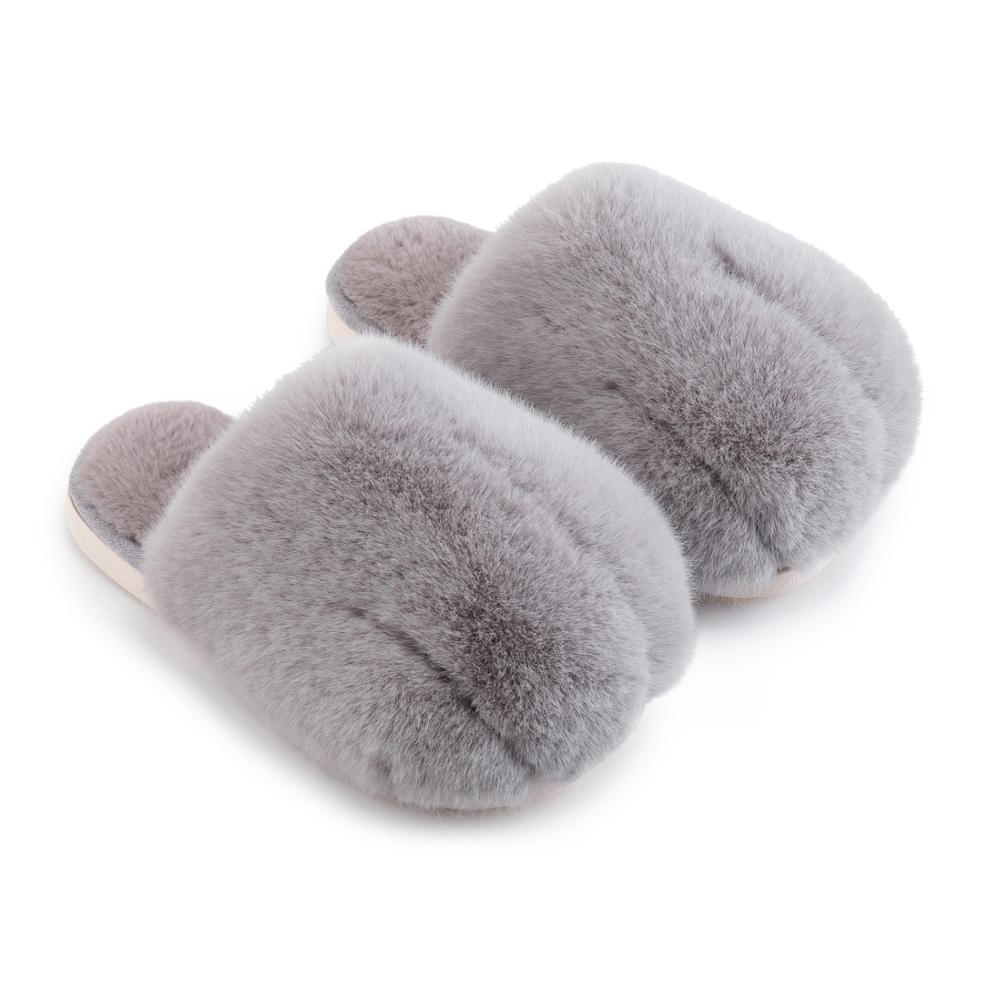 Suihyung Winter Women Fluffy Soft Warm Indoor Home Cute Cat Paw Fur Slides Couple Plush Slippers Furry Flat Shoes Y200424