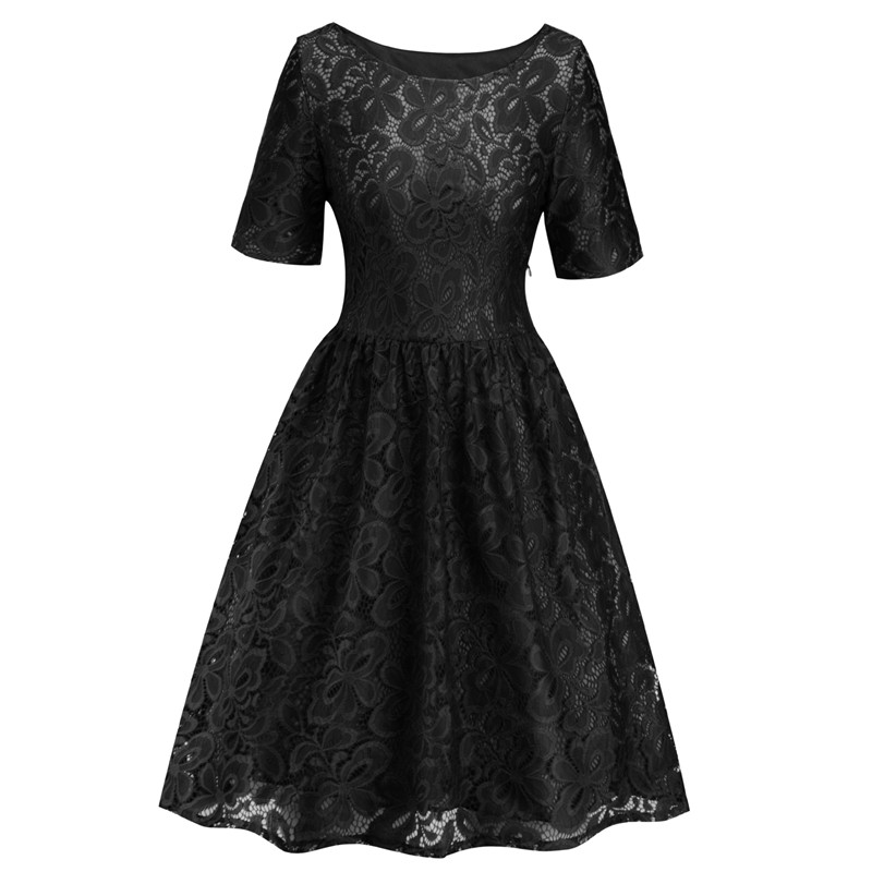Lace Short Cocktail Dresses with Short Sleeves 2020 Scoop Neck Women Party Dress Purple Red Royal Blue Navy Blue
