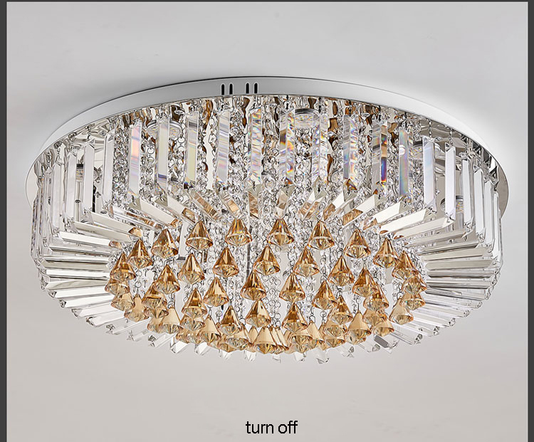 Modern Crystal Ceiling Light LED Lamps American Round K9 Crystal Ceiling Lamp Home Indoor Lighting Remote Control 3 White Colors Dimmable