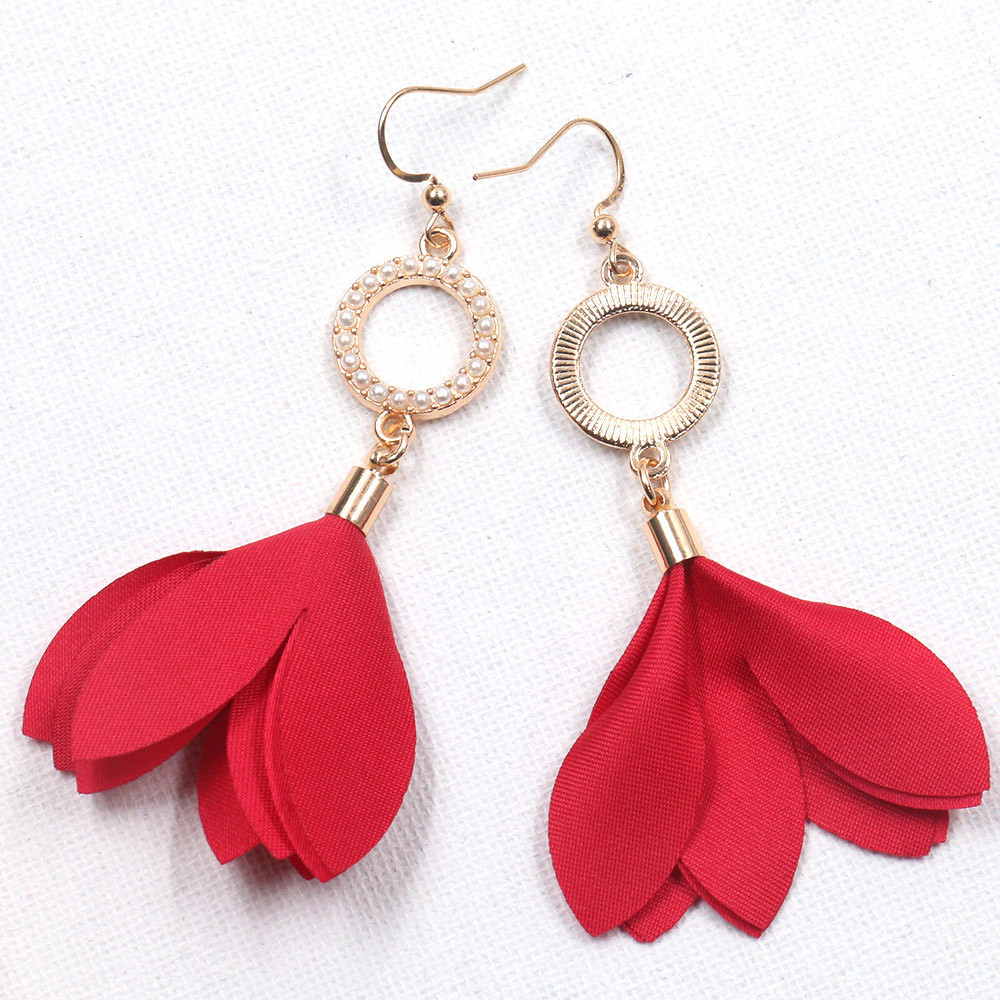 korean earrings for women statement Cute wild flower drop earrings fashion holiday new year earrings fabric jewelry wholesale