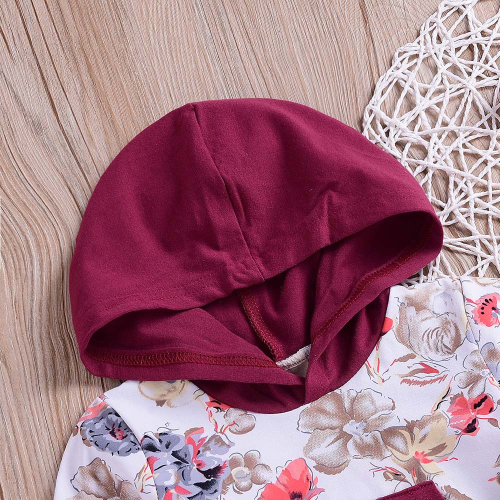 Fashion Baby clothes Boy Girl Clothing Set 2Pcs Floral Tops Hoodie Pants Outfits Set Clothes Winter clothes for children