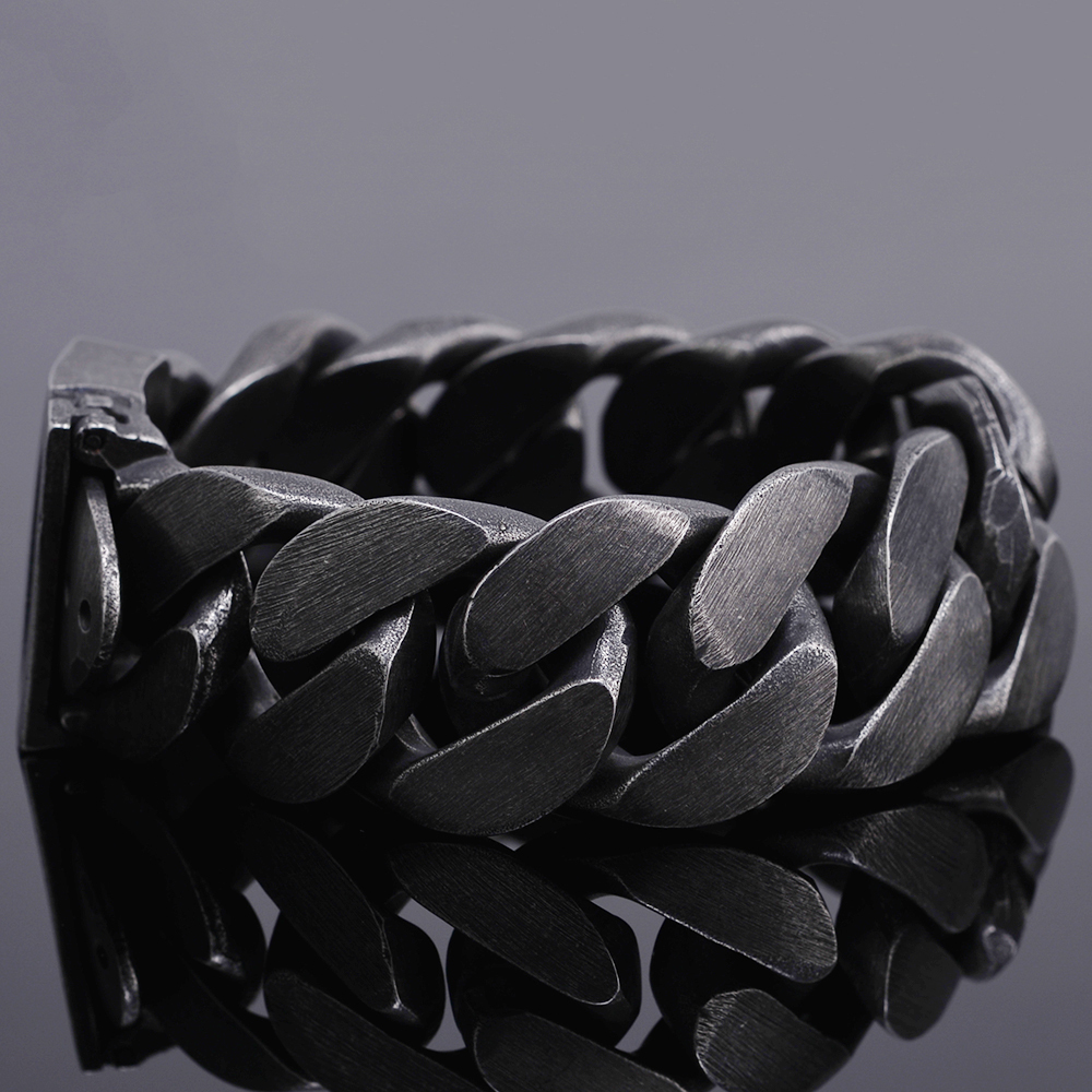 24mm Wide Friendship Mens Bracelets 2018 Black Stainless Steel Charm Man Bracelet Men With Belt Buckle Chain Link Metal Jewelry J190625