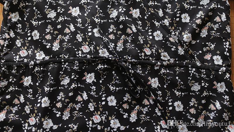 2020 Summer Beach Dress Boho Style Women Floral Print Chiffon Dress Sexy V-neck Short Sleeve A-line Mini Party Dress