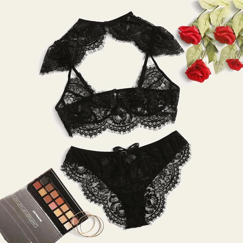 New Sexy Lingerie Sleepwear Women Lace Camisole Pajamas Set Wireless Bra Women Brief Sets Underwear Robe&Gown Sets Femme, Black
New Sexy Lingerie Sleepwear Women Lace Camisole Pajamas Set Wireless Bra Women Brief Sets Underwear Robe&Gown Sets Femme, Black