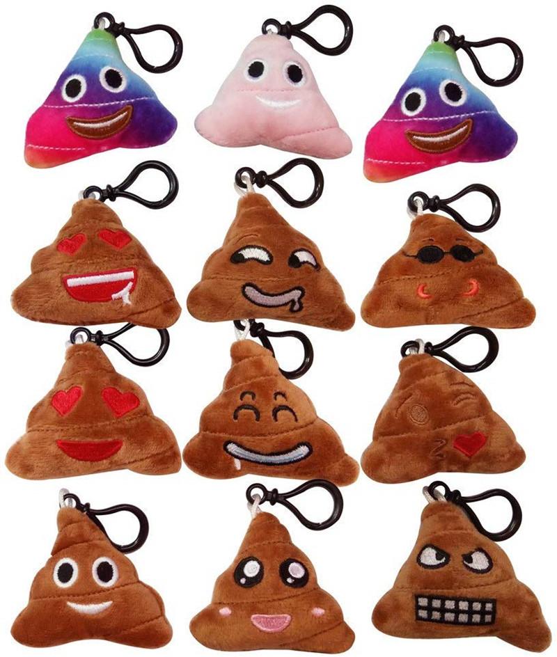 30pcs/Lot Emoticon Keychain Soft Plush Poop Face Key ring Emoticon Key Chains Bag Pendant Charm Keyring Jewelry with Free Shipping