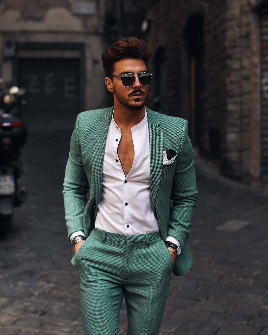 Green Winter Groom Wear Slim Fit One Button Peaked Lapel Mens Business Formal Prom Tuxedos Best Man Blazer Suit (Jacket+Pants)