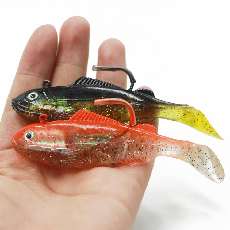 New Realistic T-tail Fish VIB Shad soft rubber lure Black Red 14g Lead Head Spoiler Swimbait
New Realistic T-tail Fish VIB Shad soft rubber lure Black Red 14g Lead Head Spoiler Swimbait