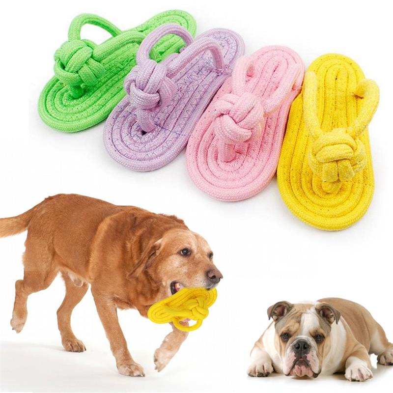 

19*8.5cm Cute Flip Flop Pet Dog Training Toys Cotton Rope Braided Slippers Dog Cat Chewing Molar Dental Cleaning Bite-resistant Toys