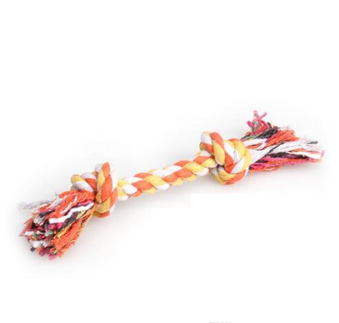 Pets dog Cotton Chews Knot Toys colorful Durable Braided Bone Rope 18CM Funny dog cat Toys