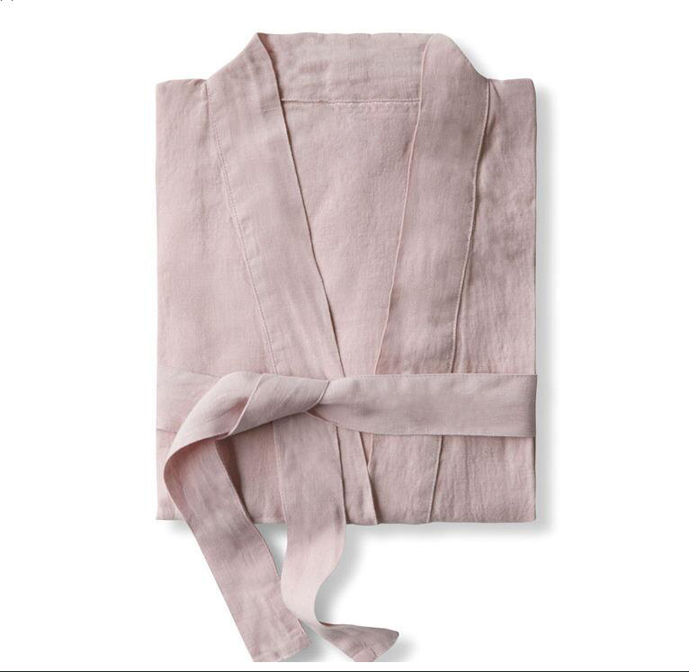 Unikiwi.women Sleepwear Robes Linen Pajamas.breathable Shower Spa Linen Robe Night Bathrobes Sleep Nightgown Robe Dressing Gown Y19071901