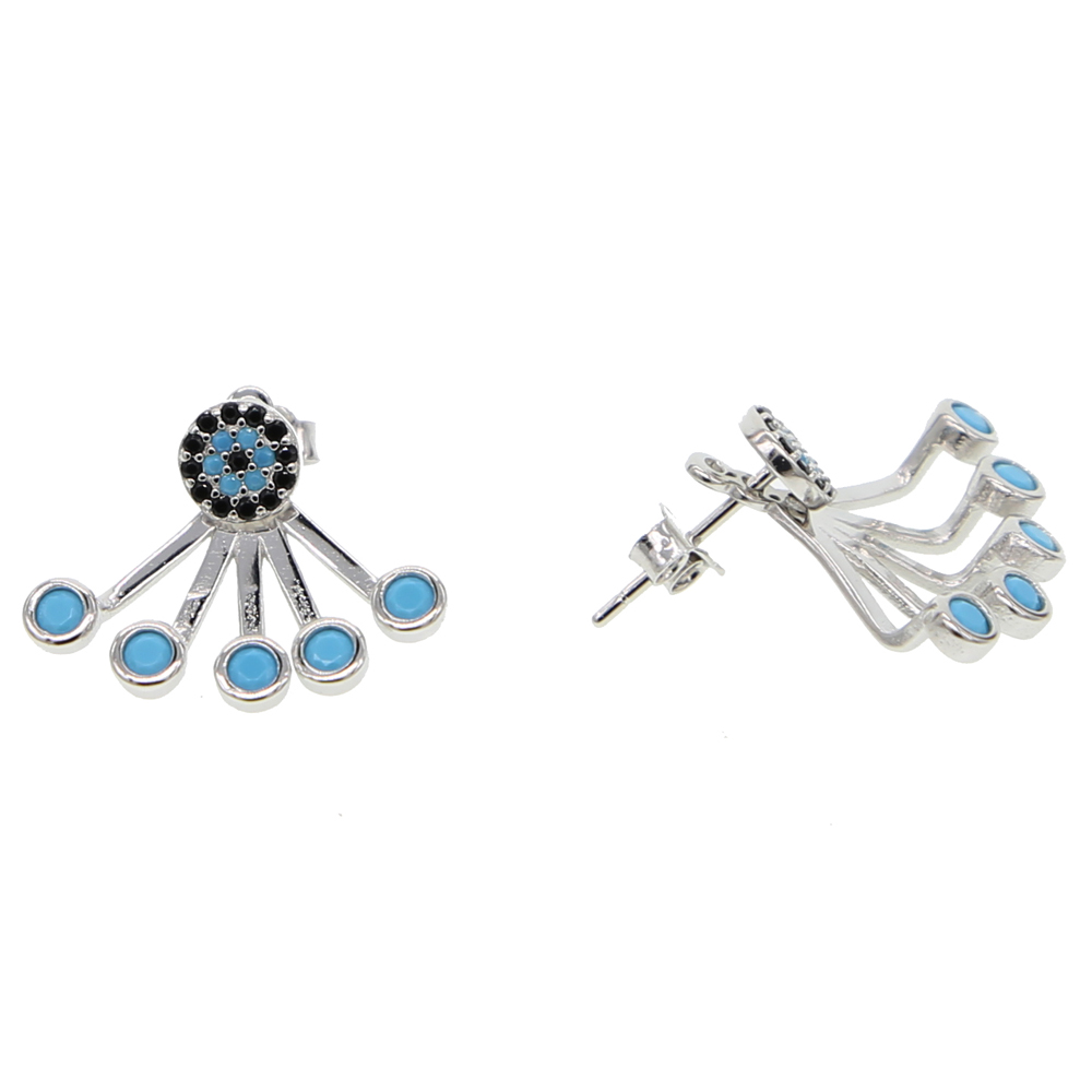 double sided evil eye jacket earring for women 925 sterling silver boho bohemia style lcuky eye earring