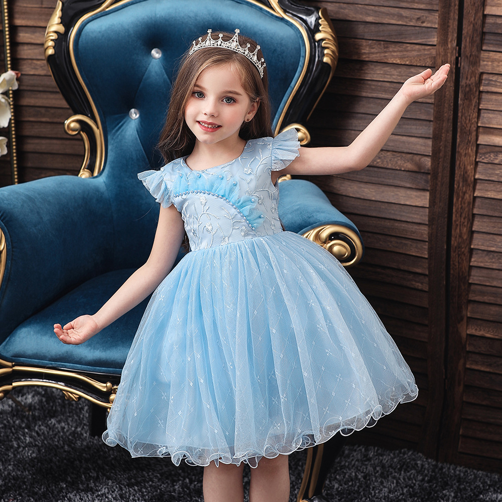 Lovely Cheap Champagne Girls Pageant Dresses Beaded Crystals Lace Appliqued Toddler Dress Flower Girl Dresses Formal Wear Kids Prom Dress