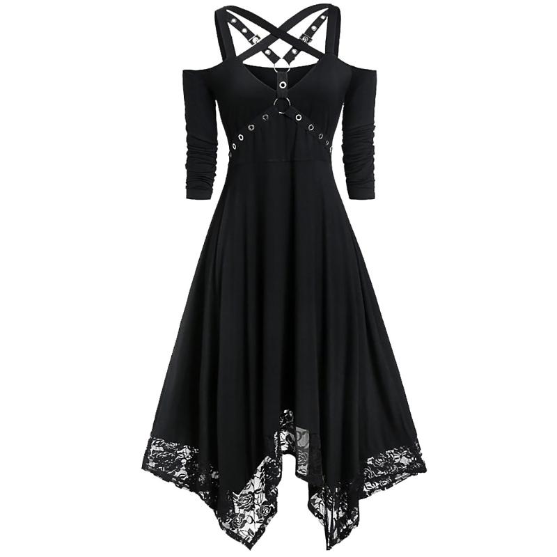 Casual Dresses Gothic Dress Women Black Goth Off Shoulder Lace Patchwork Punk Rock Cross Strap Plus Size Sexy Vintage Midi
Casual Dresses Gothic Dress Women Black Goth Off Shoulder Lace Patchwork Punk Rock Cross Strap Plus Size Sexy Vintage Midi