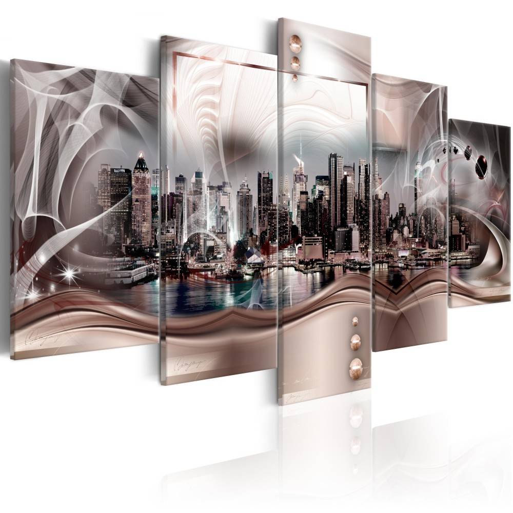 Fashion Wall Art Canvas Painting 5 Pieces New York City Architectural landscape Modern Home Decoration,No Frame