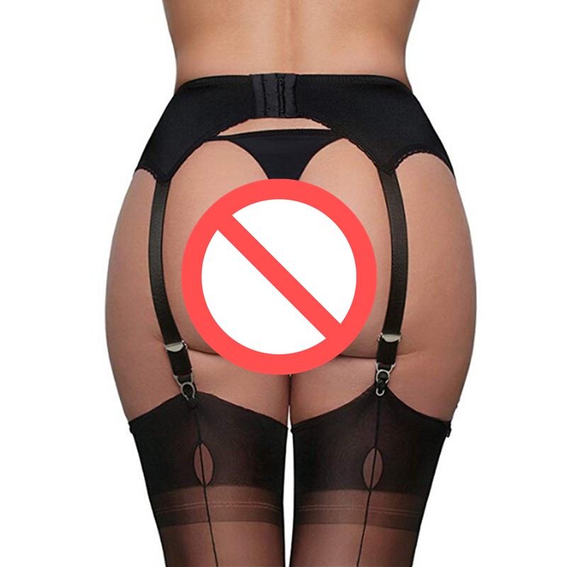 Sexy 6-Metal Buckles Straps Lace and Mesh Garters with Lace Hem Women Lingerie Suspender Elastic Belt S-XXL (No stockings) Red White