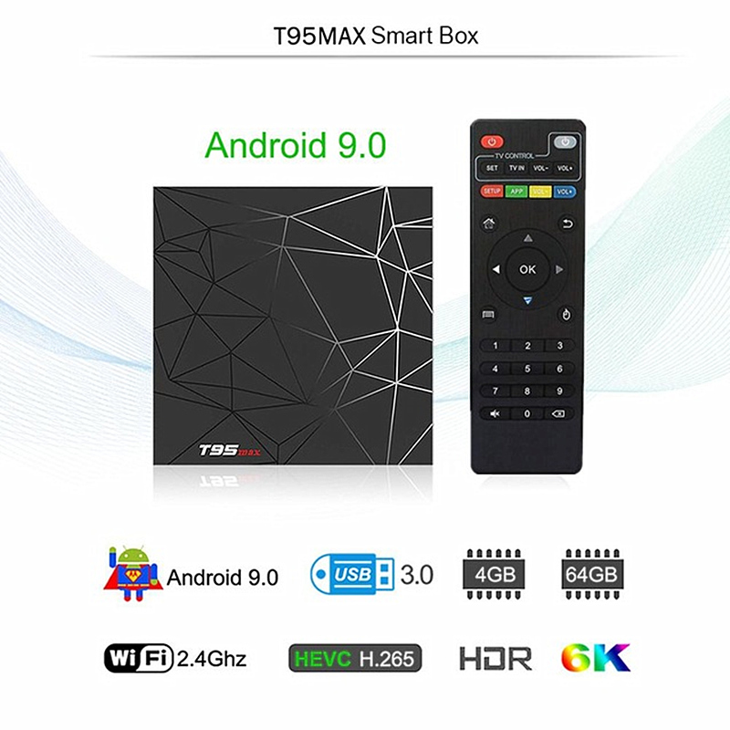 T95 Max Android 9.0 TV Boxes Allwinner H6 quad core 4G 32G/64G support 6K Ultra HD smart tv media player
T95 Max Android 9.0 TV Boxes Allwinner H6 quad core 4G 32G/64G support 6K Ultra HD smart tv media player