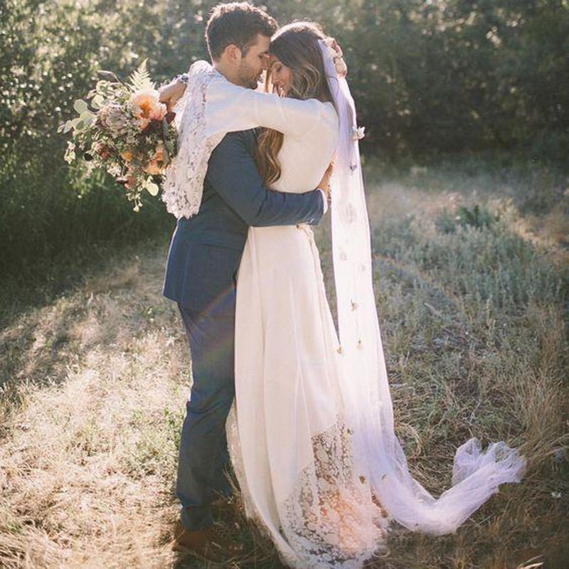 Beach Wedding Dresses Chic Boho Bohemian Long Bell Sleeve Lace Flower Bridal Gowns Plus Size Hippie Wedding Dress Custom made