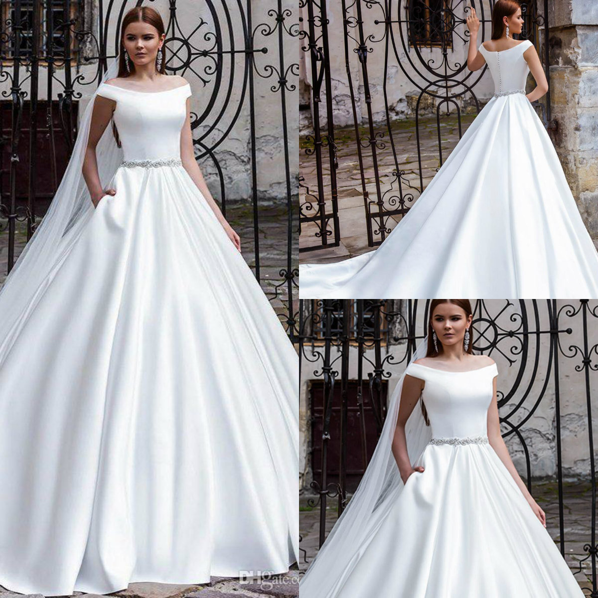 2019 Elegant Satin Wedding Dresses Beaded Sash A Line Sweep Train Off Shoulder Beach Bridal Gowns Plus Size Country Dress Robe De Mariée, Pink
2019 Elegant Satin Wedding Dresses Beaded Sash A Line Sweep Train Off Shoulder Beach Bridal Gowns Plus Size Country Dress Robe De Mariée, Pink