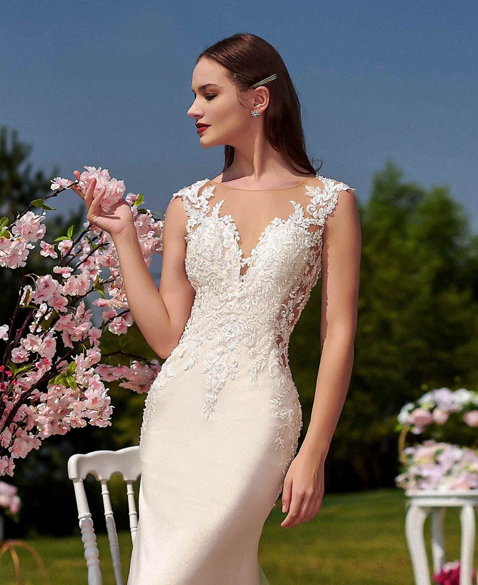 2020 Summer Mermaid Wedding Dresses Jewel Neck Lace Appliqued Sweep Train Beach Bridal Gowns Custom Made Plus Size Abiti Da Sposa
