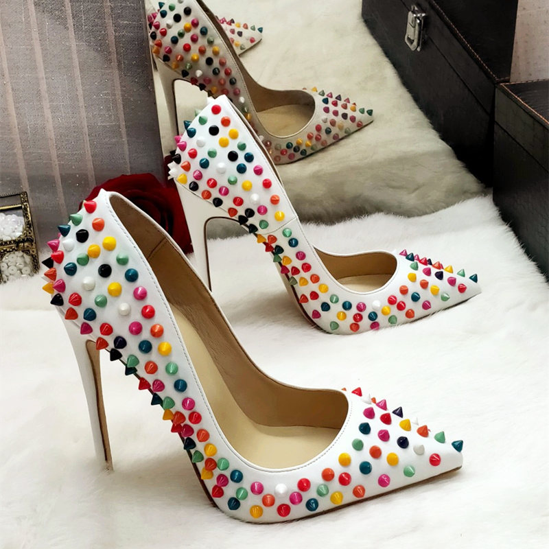 Designer Free shipping fashion women shoes white spikes rivets point toe stiletto heel high heels pumps bride wedding shoes brand new, White 10cm
Designer Free shipping fashion women shoes white spikes rivets point toe stiletto heel high heels pumps bride wedding shoes brand new, White 10cm