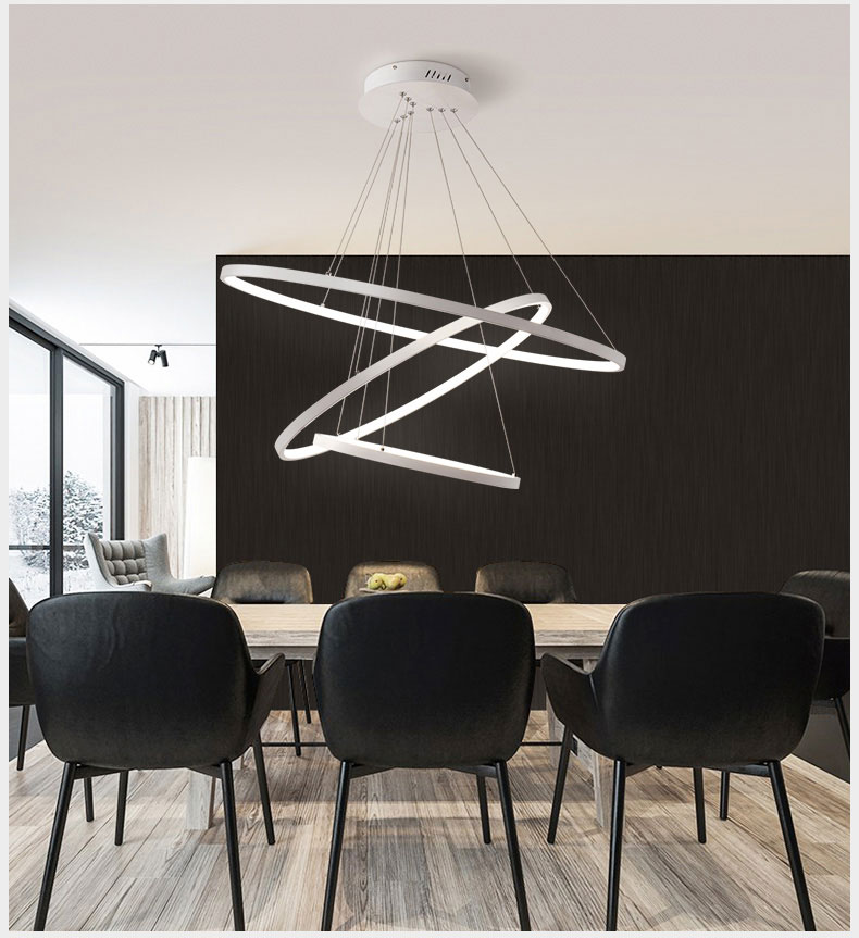 Modern Aluminum Classical Circle Ring Led Pendant Light For Living Room Bedroom White Black Silver Gold Frame Home Lighting