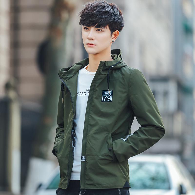 Stylish Men's Lightweight Hooded Coat - Spring Collection with Letters