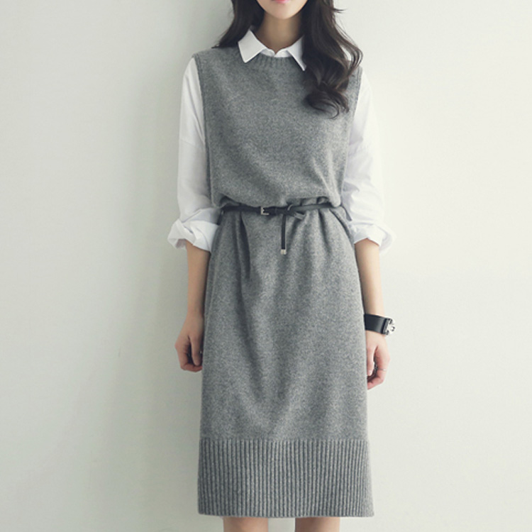 Pullover vest dress New Autumn Winter long Knitted Women Sweaters vest Sleeveless Warm Sweater Casual Solid Vestido with belt, Blue
Pullover vest dress New Autumn Winter long Knitted Women Sweaters vest Sleeveless Warm Sweater Casual Solid Vestido with belt, Blue