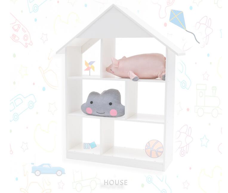 Children Cabinets Nordic ins style landing house bookshelf children's baby room storage decoration solid wood rack