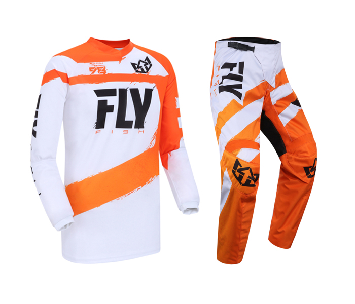 

2019 Fly Fish MX Jersey Pant Combo Motorcycle ATV BMX MTB DH Dirt Bike Motorbike Enduro Racing Riding Men's Blue Gear Set, Orange