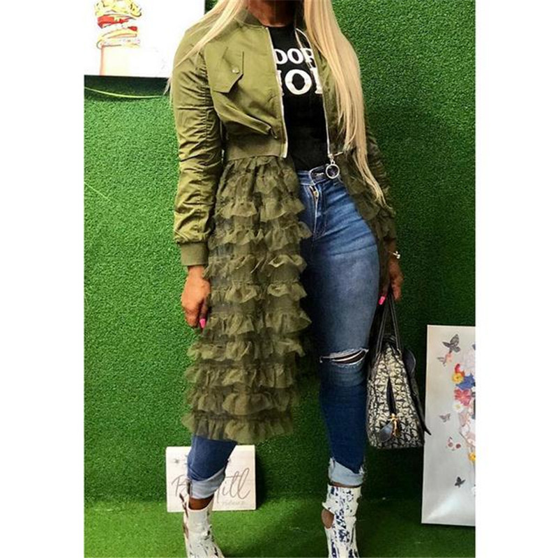 2019 Women Autumn Solid Casual Mesh Lace Splice Jacket Ladies Fashion Coat Zipper Down Outwear Tops Females New Clothing Tops V191209, As photo show
2019 Women Autumn Solid Casual Mesh Lace Splice Jacket Ladies Fashion Coat Zipper Down Outwear Tops Females New Clothing Tops V191209, As photo show