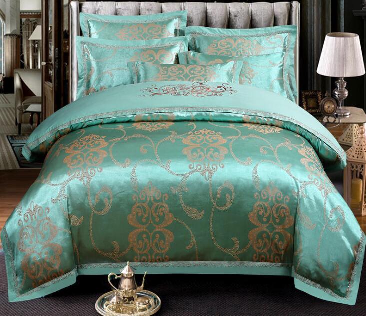 Silk Bedding Set European Style Jacquard Floral Comfortable Duvet Cover Wedding Bedclothes Bed Linen Full Size
