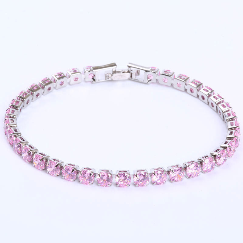 Luxury 4mm Cubic Zirconia Tennis Bracelets Iced Out Chain Crystal Wedding Bracelet For Women Men Gold Silver Bracelet Jewelry75953