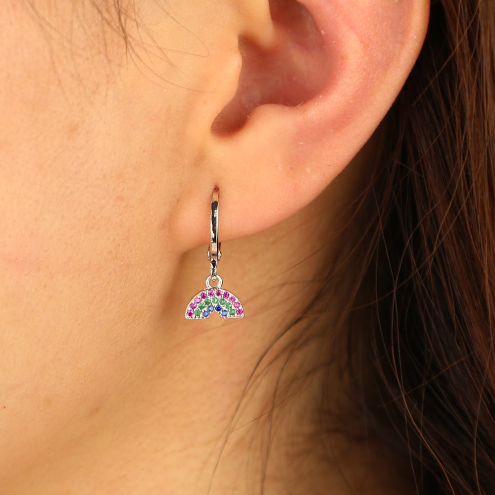2024 SUMMER new arrived fashion jewelry cute lovely colorful rainbow charm Gold plated dangle charm earring