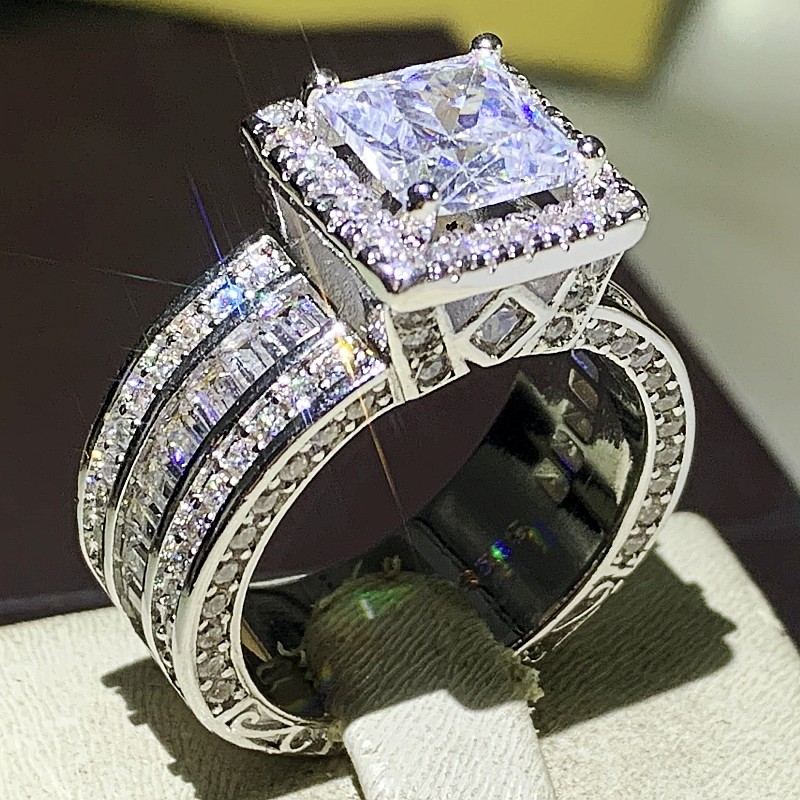 Rulalei Stunning Luxury Jewelry 925 Sterling Silver Princess Cut Full White Topaz CZ Diamond Promise Women Wedding Band Ring For Lover Gift, Slivery;golden
Rulalei Stunning Luxury Jewelry 925 Sterling Silver Princess Cut Full White Topaz CZ Diamond Promise Women Wedding Band Ring For Lover Gift, Slivery;golden