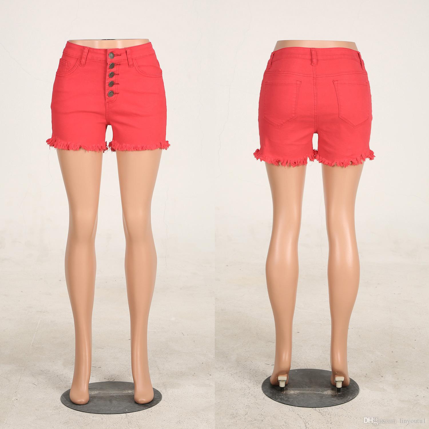 2020 Hot Summer Women Casual High Waisted Short Mini Button Short Pants Black White Sexy Shorts